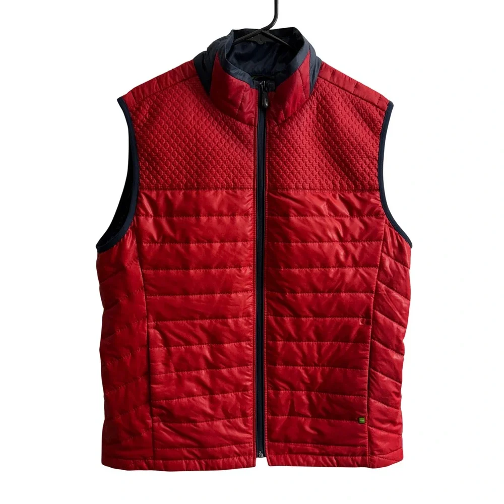 Hugo Boss Jacket Mens Large Navy Blue 3-in-1 Hooded Coat with Red Puffer Vest